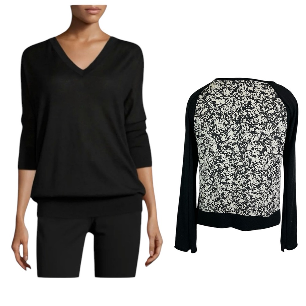 Derek Lam Silk & Cashmere Top Medium Black/White